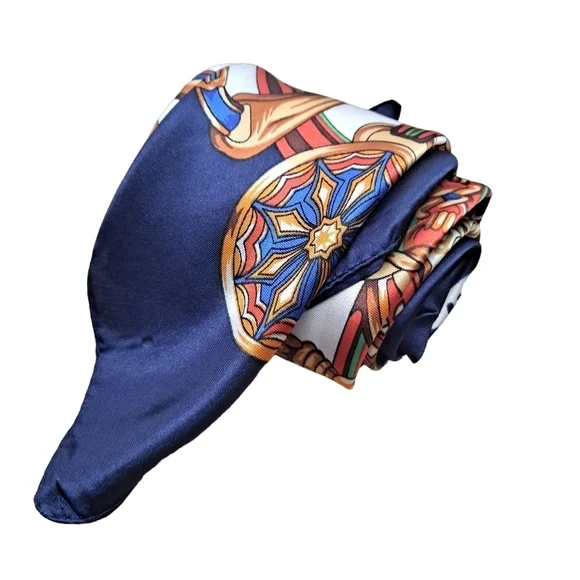 💖 2/$30 Satin oversized chain print blue boho paisley hair nautical Scarf NWT - Picture 7 of 13